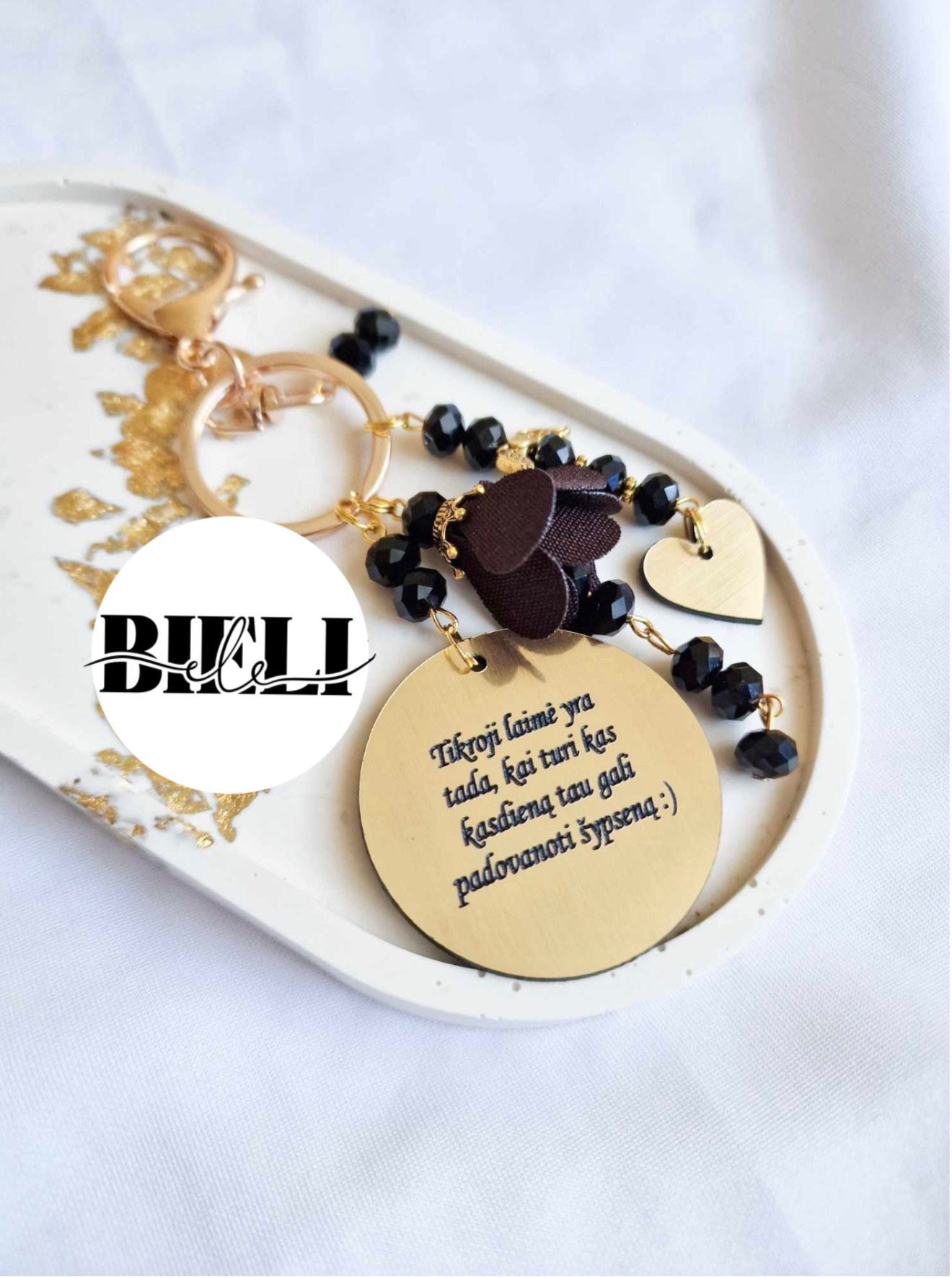 Raktų pakabukas su norimu tekstu